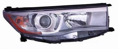 TOYOTA HIGHLANDER HYBRID 2014 HEAD LAMP RH W/SMOKED CHROME BEZEL HQ